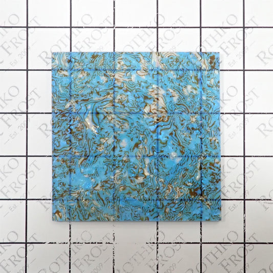 [Incudo] Blue Fine Shell Celluloid Laminate Acrylic Sheet - 98x98x3mm, Sample