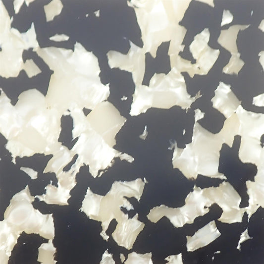 Incudo Black and White Pearloid Celluloid Laminate Acrylic Sheet - 1000x600x3mm (39.4x23.62x0.12")