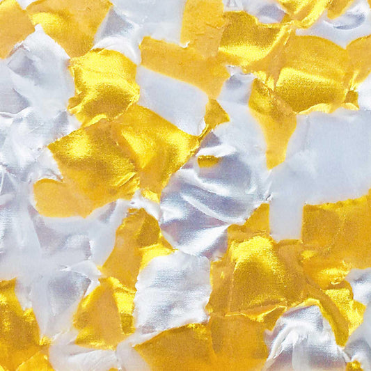 Incudo White and Gold Pearloid Celluloid Laminate Acrylic Sheet - 300x200x3mm (11.8x7.87x0.12")
