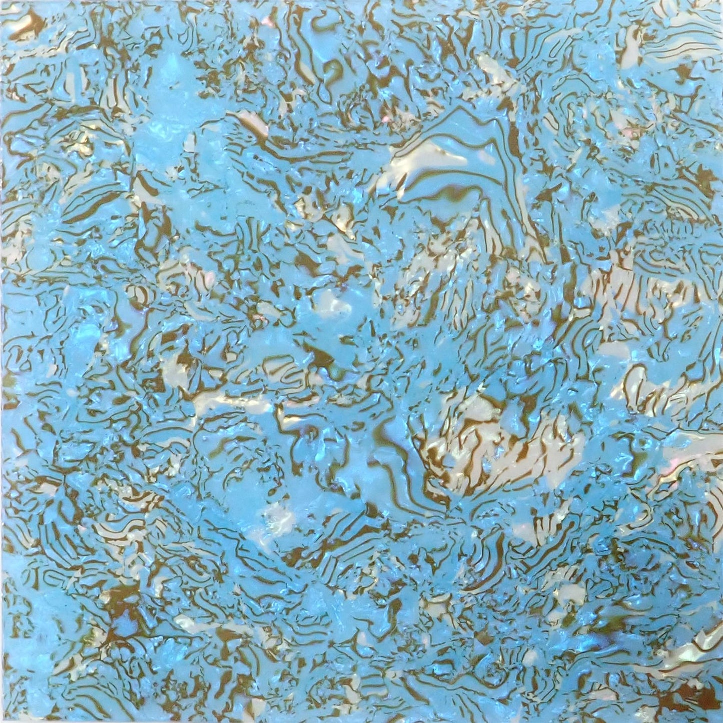 [Incudo] Blue Fine Shell Celluloid Laminate Acrylic Sheet - 98x98x3mm, Sample