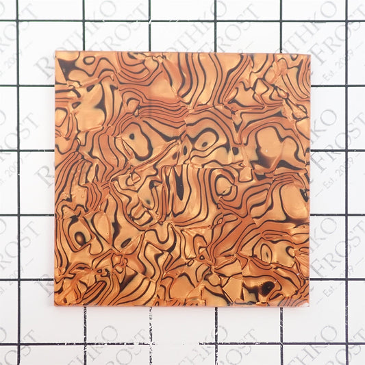 [Incudo] Brown Tiger Shell Celluloid Laminate Acrylic Sheet - 98x98x3mm, Sample