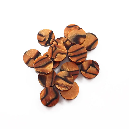 [Incudo] Brown Tiger Shell Celluloid Dot Inlays - 6mm, Pack of 20, Circle