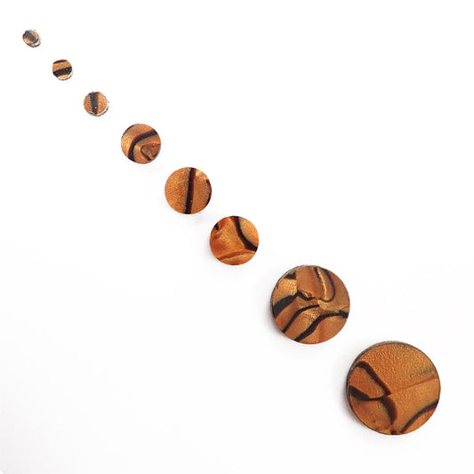 [Incudo] Brown Tiger Shell Celluloid Dot Inlays - 6mm, Pack of 20, Circle