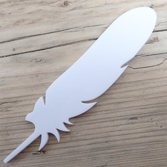 [R&F] White Acrylic Feather Decorations, 100mm (Style 6) (Pack of 5)