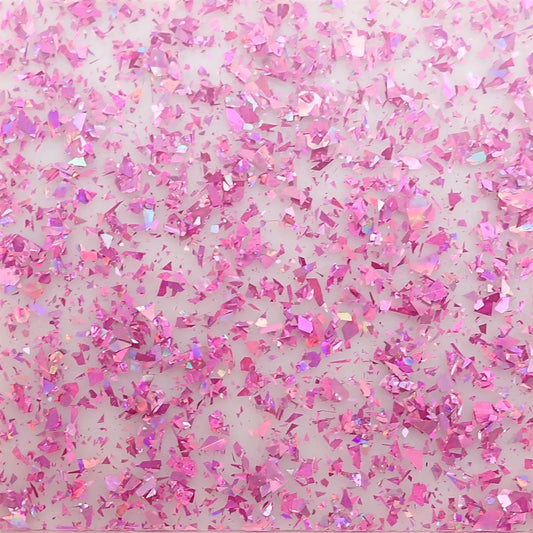 Incudo Pink Transparent Chunky Glitter Acrylic Sheet - 300x250x3mm