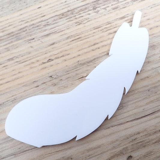 [R&F] White Acrylic Feather Decorations, 100mm (Style 4) (Pack of 4)