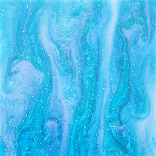 Incudo Cyan Blue Glittering Pearl Acrylic Sheet - 300x250x3mm