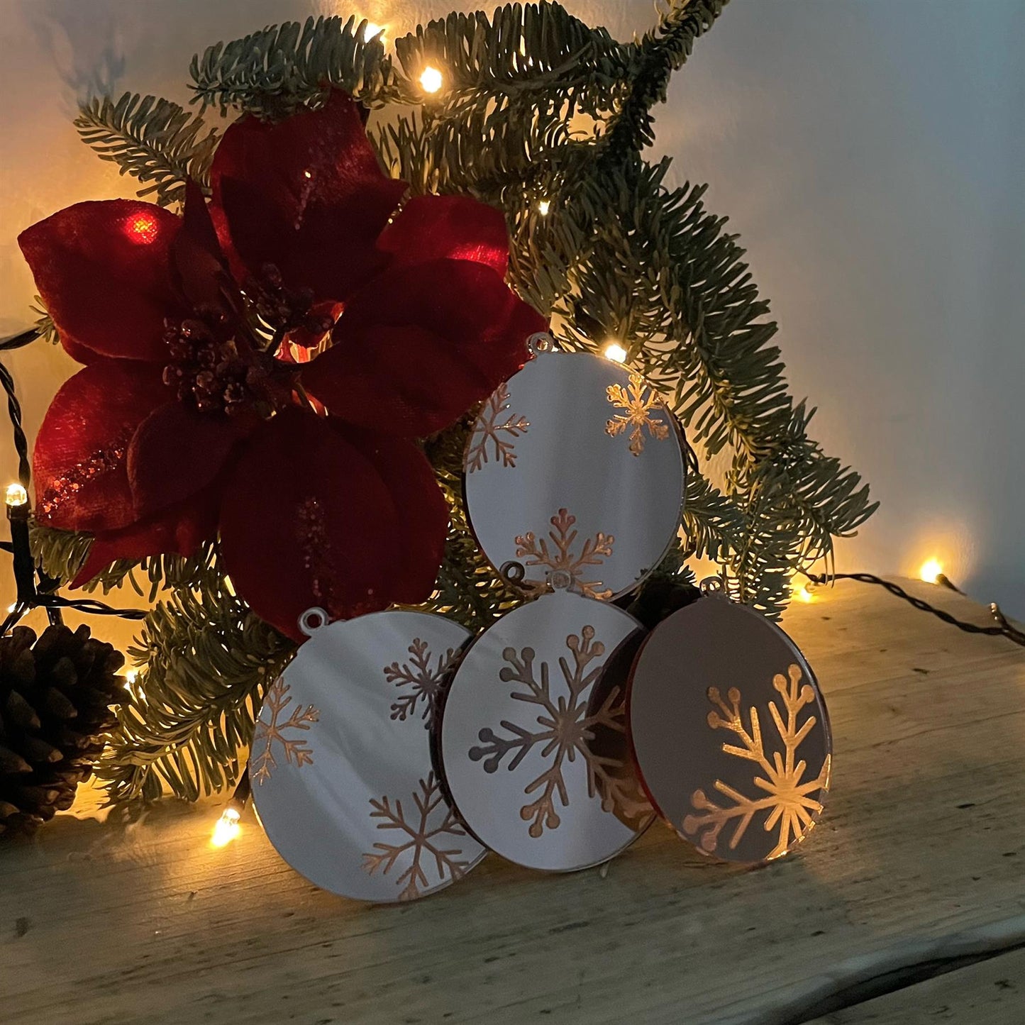 [R&F] Rose Gold Mirror Acrylic Bauble Decorations - 80x80x3mm