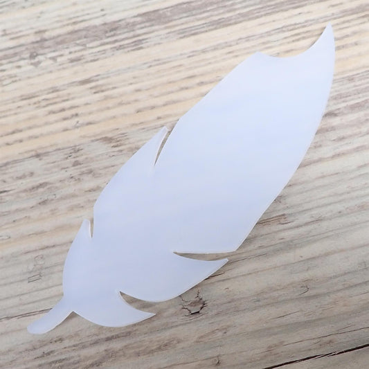 [R&F] Polar White Cast Acrylic Feather Decorations, 100mm (Style 9) (Pack of 4)