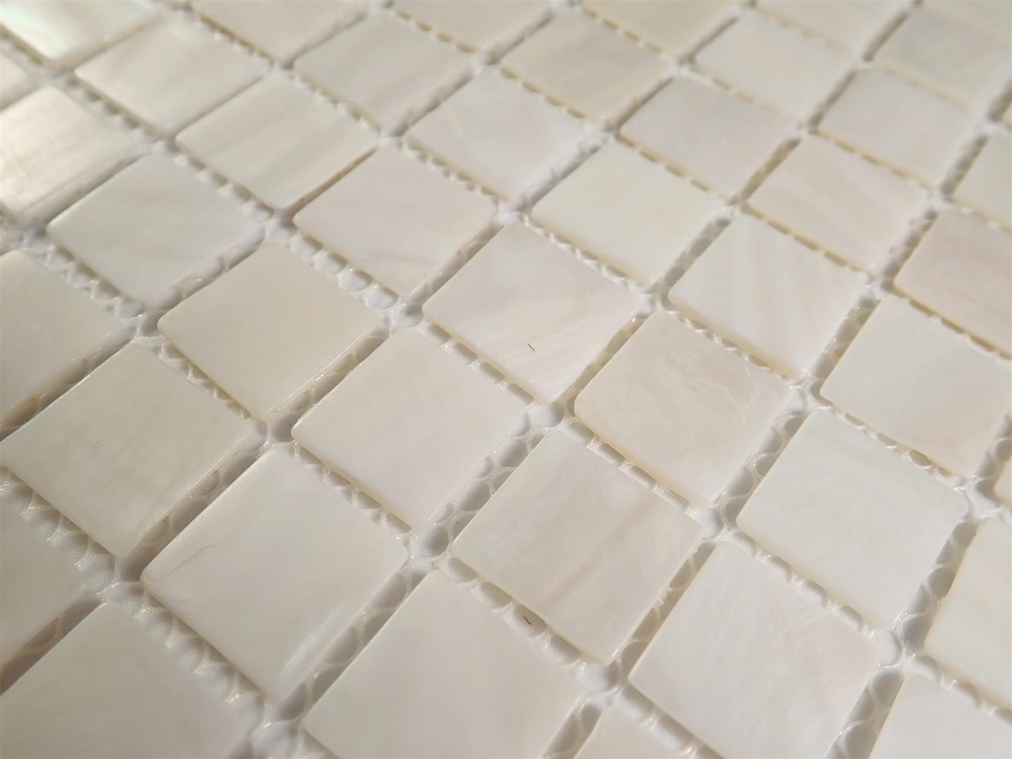 Incudo White Square Mosaic Mother of Pearl Tiles - 305x305x2mm (12x12.01x0.08"), Pack of 11, 1.02 Sq. M