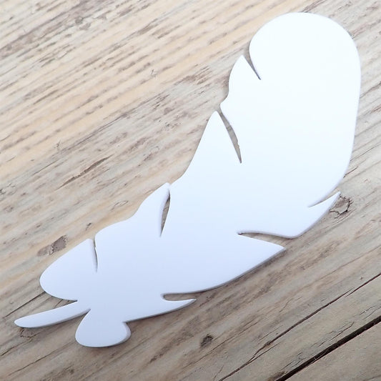 [R&F] White Acrylic Feather Decorations, 100mm (Style 2) (Pack of 4)