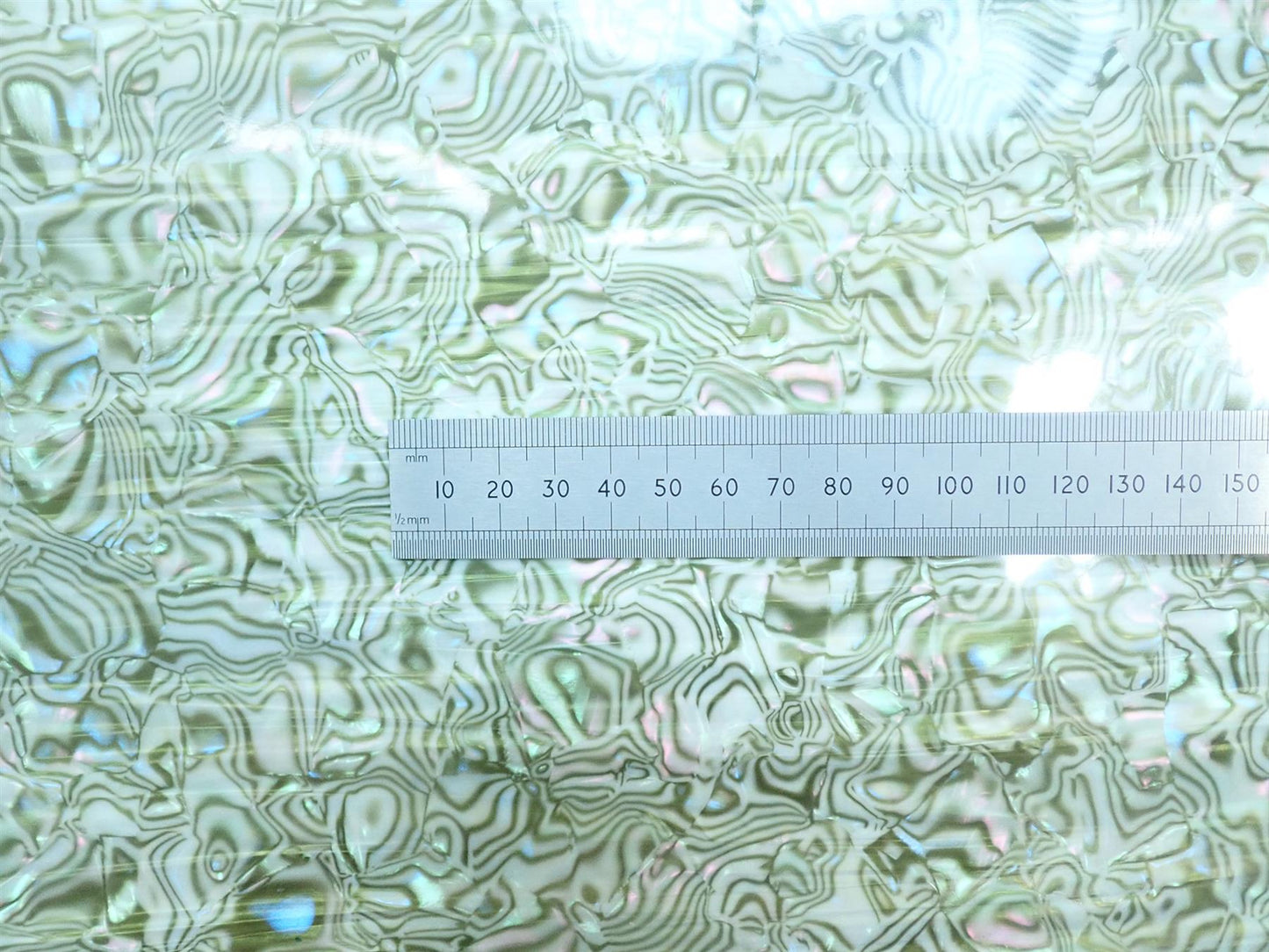 Incudo Light Green Tiger Shell Celluloid Veneer / Wrap - 1600x700x0.17mm (63x27.56x0.007")