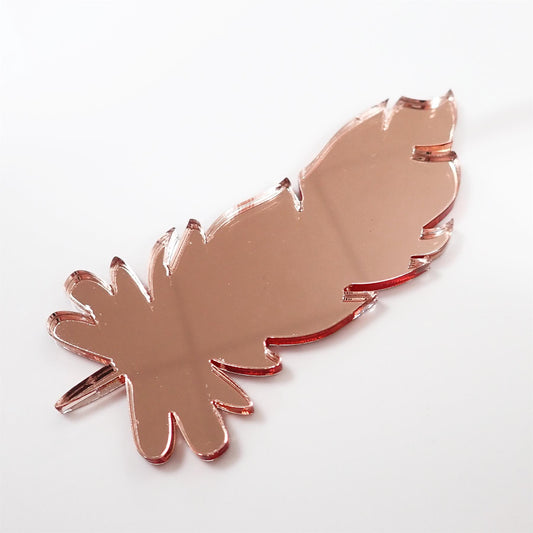 [R&F] Rose Gold Mirror Cast Acrylic Feather Decorations, 100mm (Style 7) (Pack of 4)