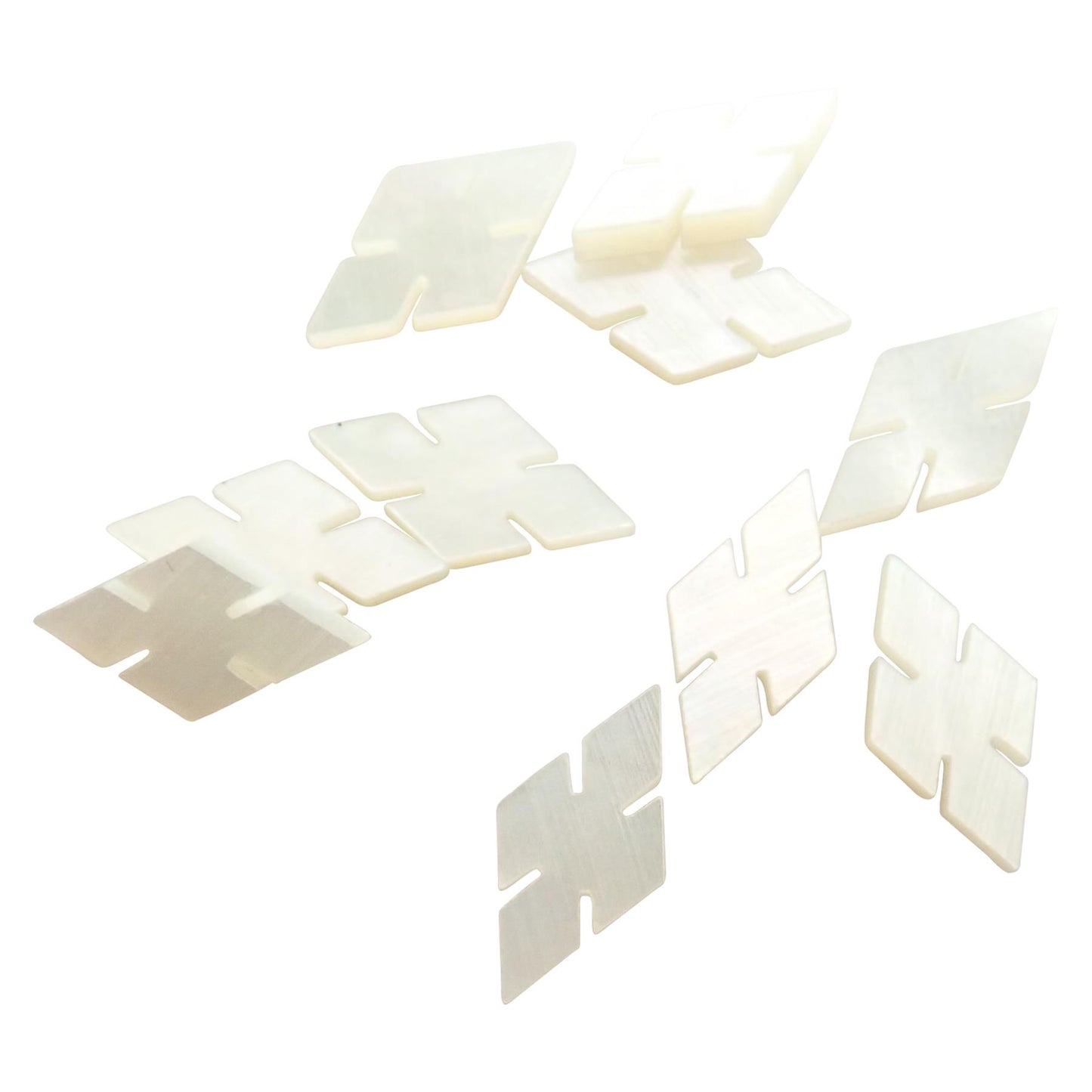 Incudo White Pearl Mother of Pearl Notched Diamond Inlays - 10mm (0.394"), Pack of 10