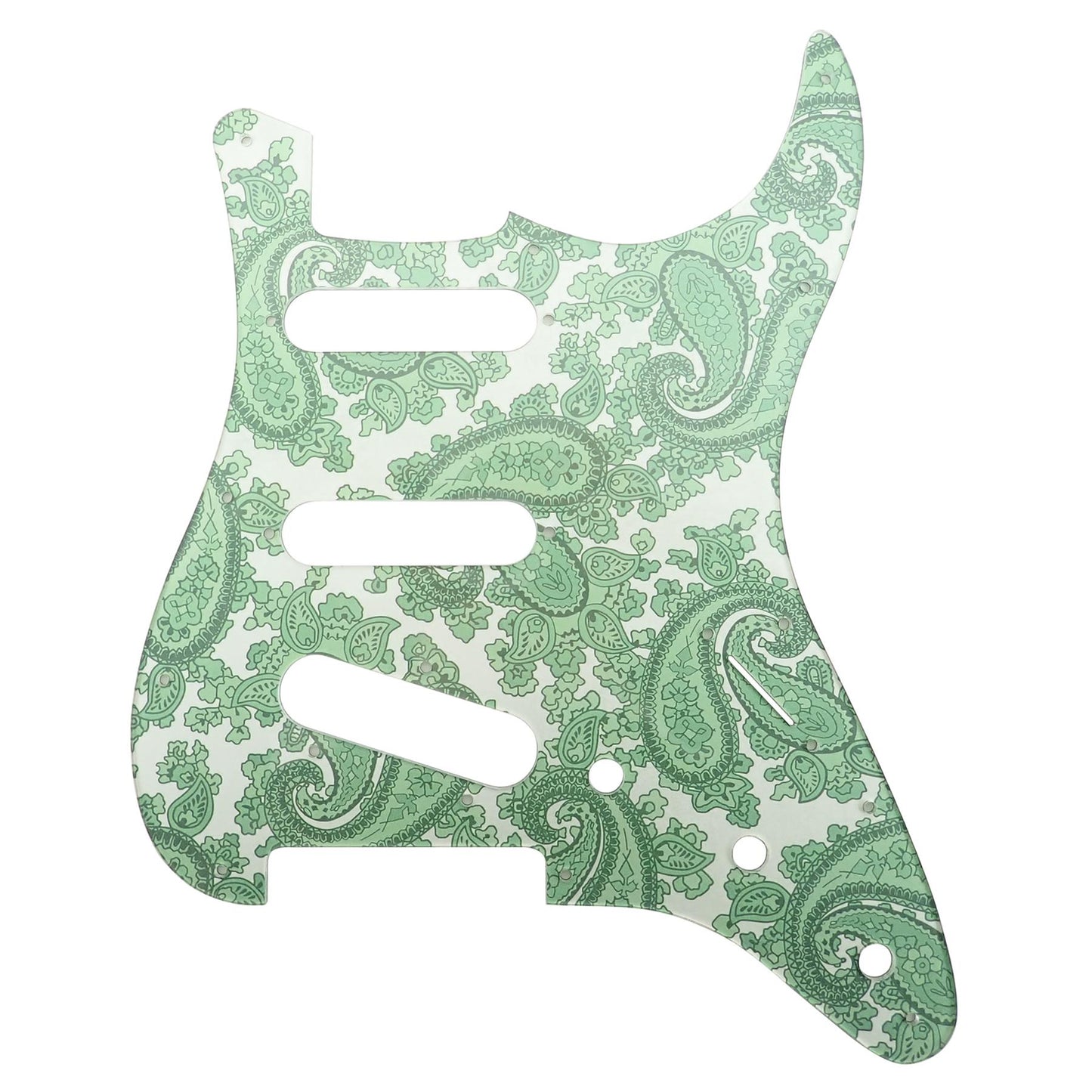 Incudo Pearl Green Backed Green Paisley Acrylic Stratocaster 11 Hole Guitar Pickguard