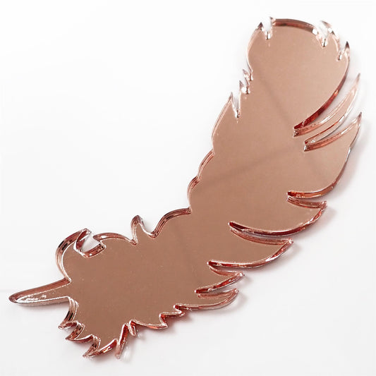 [R&F] Rose Gold Mirror Cast Acrylic Feather Decorations, 100mm (Style 5) (Pack of 3)