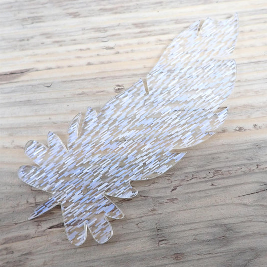 [R&F] Confetti White Acrylic Feather Decorations, 100mm (Style 7) (Pack of 4)