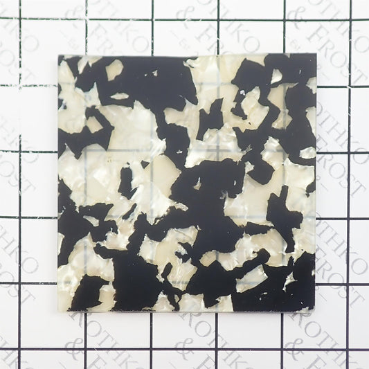 Incudo Black and White Pearloid Celluloid Laminate Acrylic Sheet - 250x150x3mm