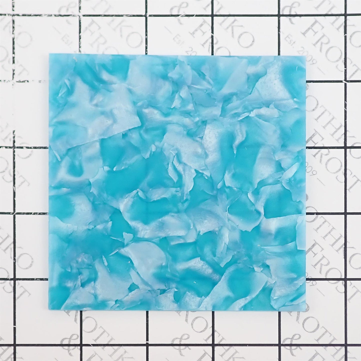 [Incudo] Cyan Pearloid Acrylic Sheet - 98x98x3mm (Sample)