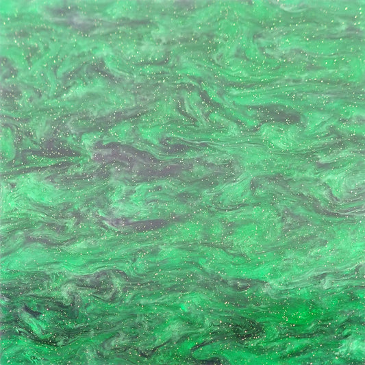 Incudo Green/Purple Glittering Smoky Acrylic Sheet - 98x98x3mm (3.9x3.86x0.12"), Sample