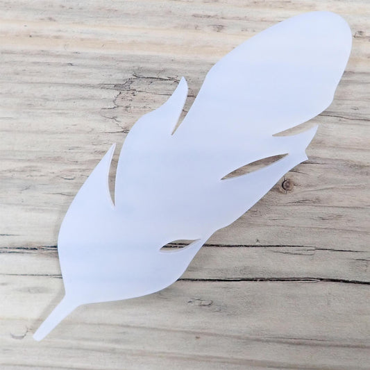 [R&F] Polar White Cast Acrylic Feather Decorations, 100mm (Style 3) (Pack of 4)