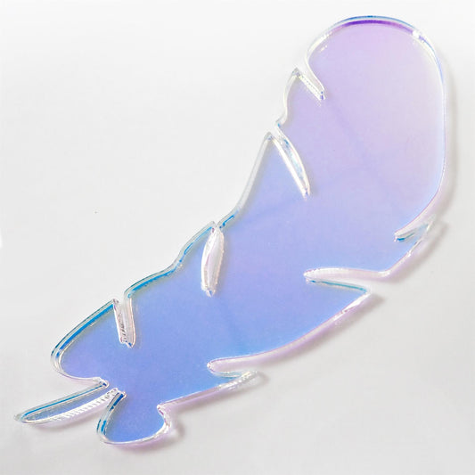 [R&F] Clear Rainbow Celluloid Laminate Acrylic Feather Decorations, 100mm (Style 2) (Pack of 4)