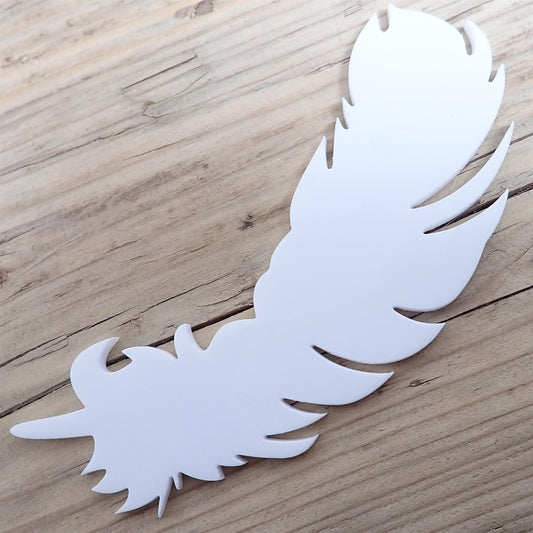 [R&F] White Acrylic Feather Decorations, 100mm (Style 5) (Pack of 3)