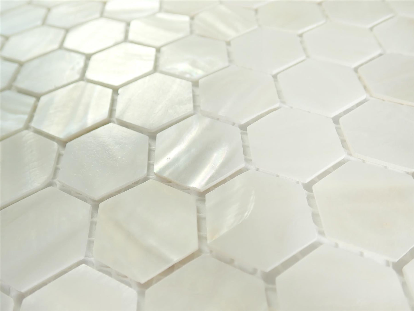 Incudo White Hexagon Mosaic Mother of Pearl Tile - 295x285x2mm (11.6x11.22x0.08")