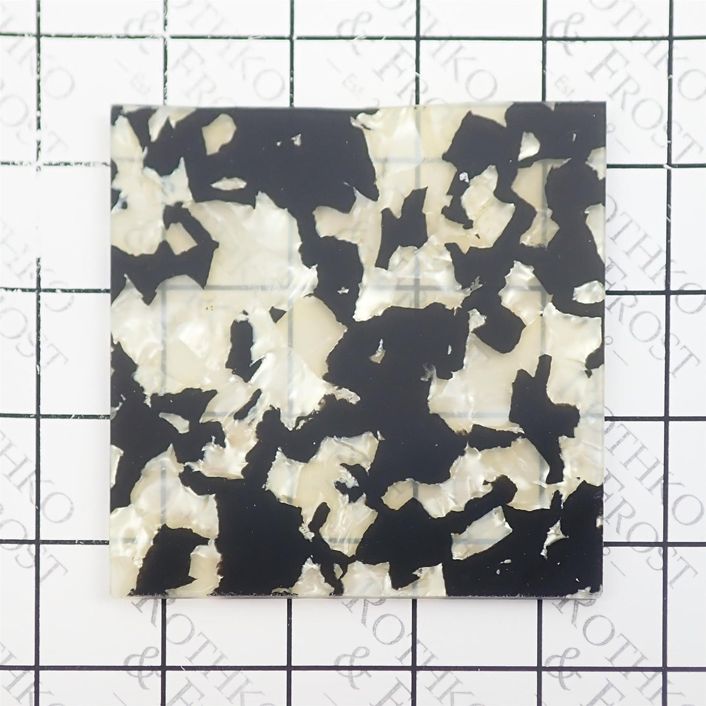 Incudo Black and White Pearloid Celluloid Laminate Acrylic Sheet - Sample
