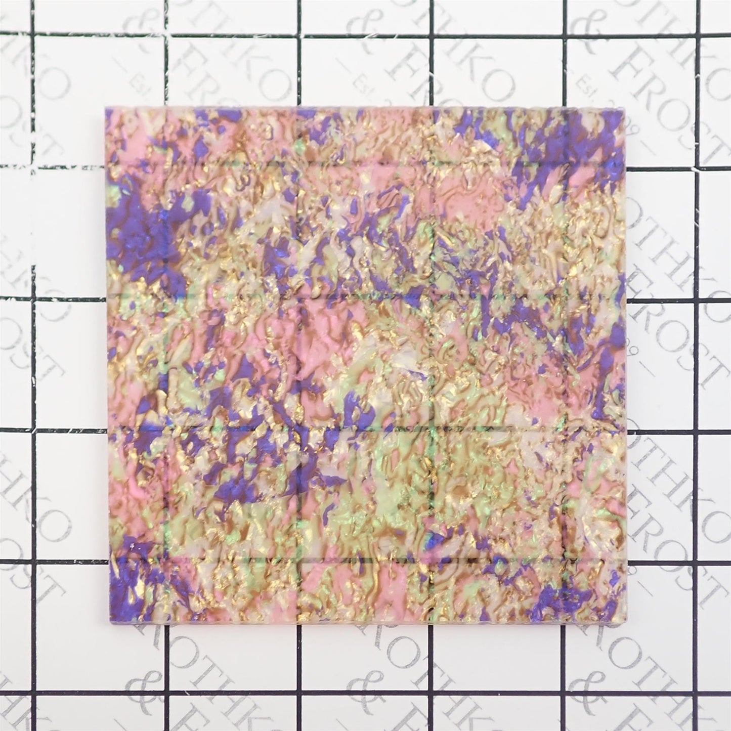 Incudo Pink Splatter Celluloid Laminate Acrylic Sheet - Sample