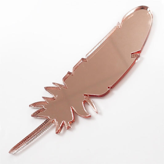 [R&F] Rose Gold Mirror Cast Acrylic Feather Decorations, 100mm (Style 10) (Pack of 6)