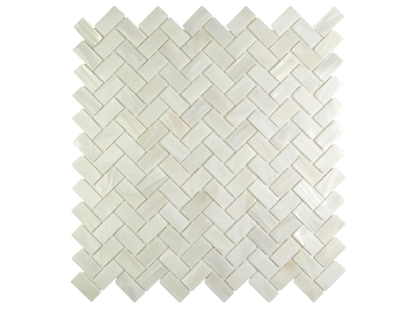 Incudo White Herringbone Mosaic Mother of Pearl Tile - 270x280x2mm (10.6x11.02x0.08")