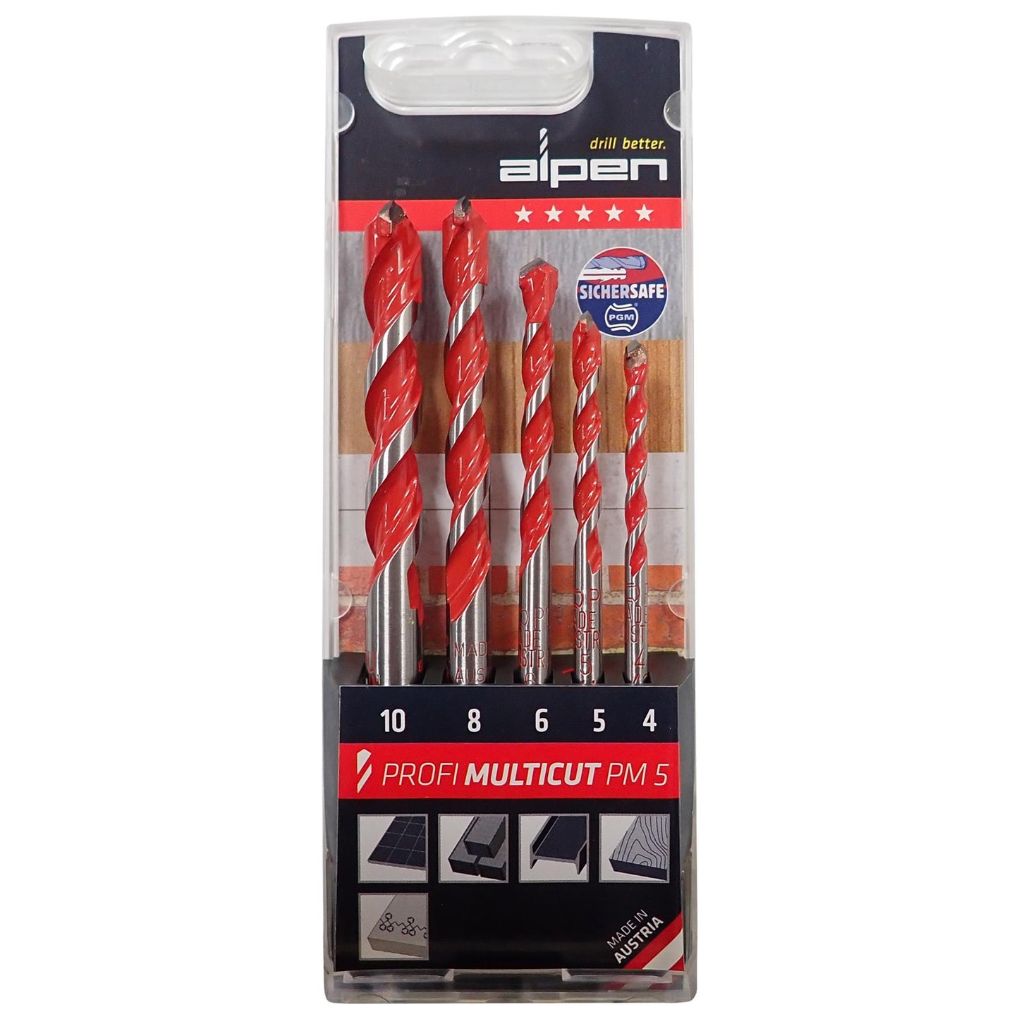 Alpen Round Shank Multicut Set Drill Bits (Set of 5)