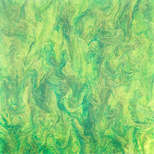 Incudo Green Glittering Smoky Acrylic Sheet - 98x98x3mm (3.9x3.86x0.12"), Sample