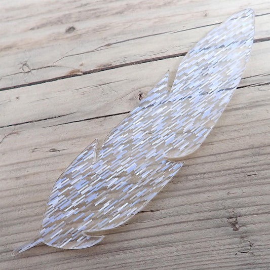 [R&F] Confetti White Acrylic Feather Decorations, 100mm (Style 8) (Pack of 6)