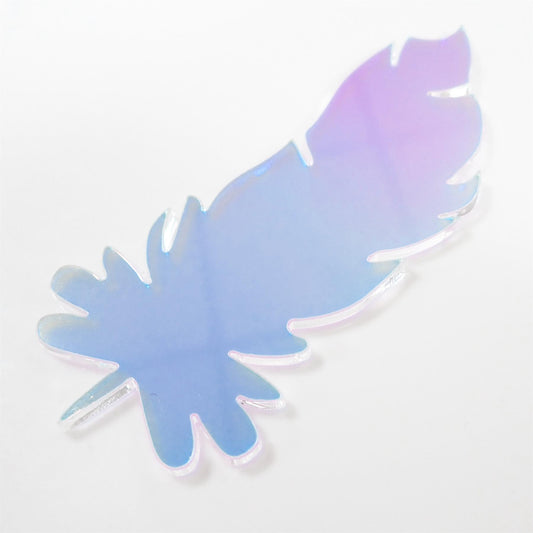 [R&F] Clear Rainbow Celluloid Laminate Acrylic Feather Decorations, 100mm (Style 7) (Pack of 4)