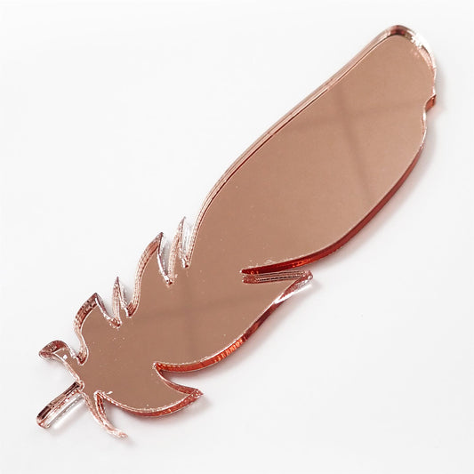 [R&F] Rose Gold Mirror Cast Acrylic Feather Decorations, 100mm (Style 1) (Pack of 5)