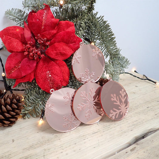 [R&F] Rose Gold Mirror Acrylic Bauble Decorations - 80x80x3mm