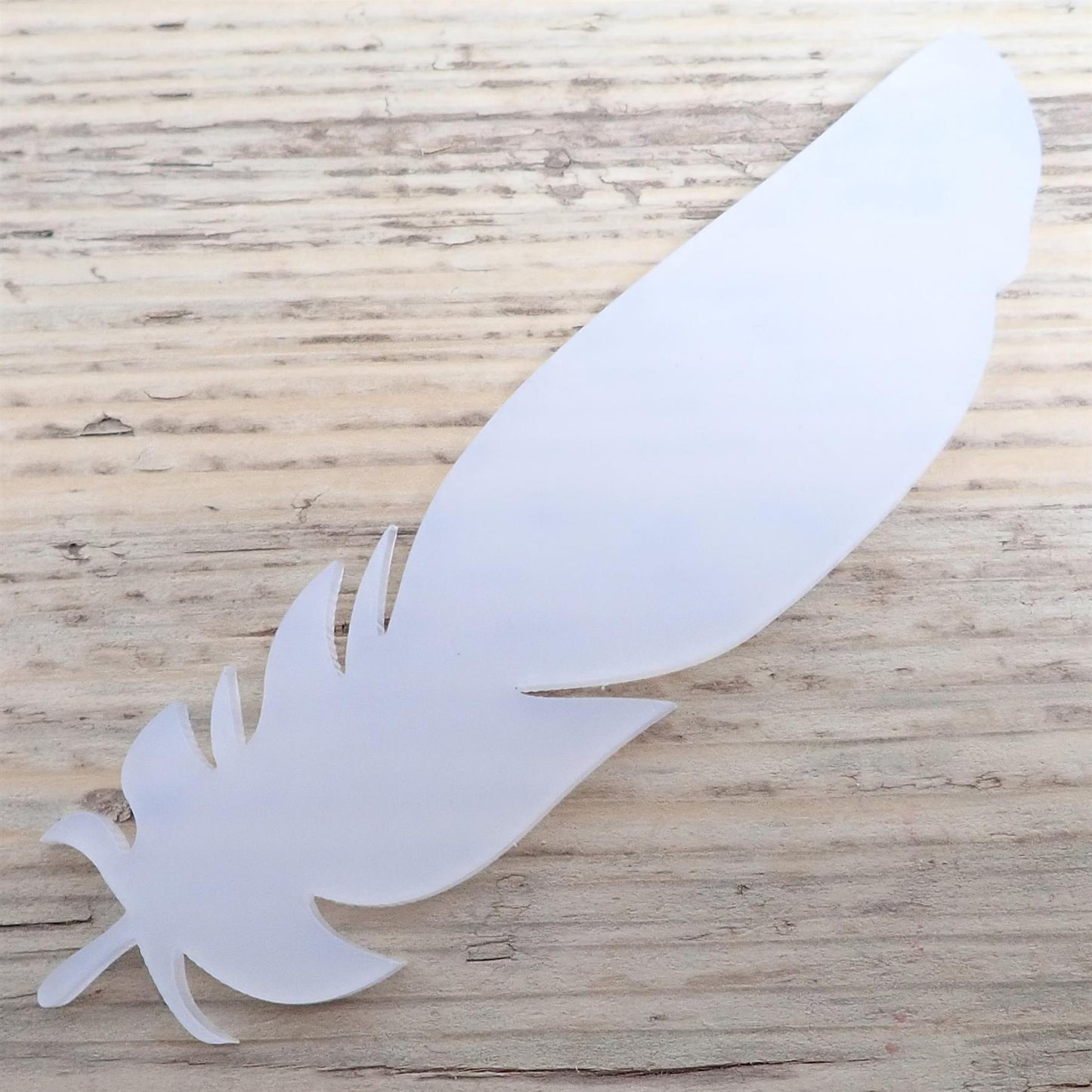 [R&F] Polar White Cast Acrylic Feather Decorations, 100mm (Style 1) (Pack of 5)