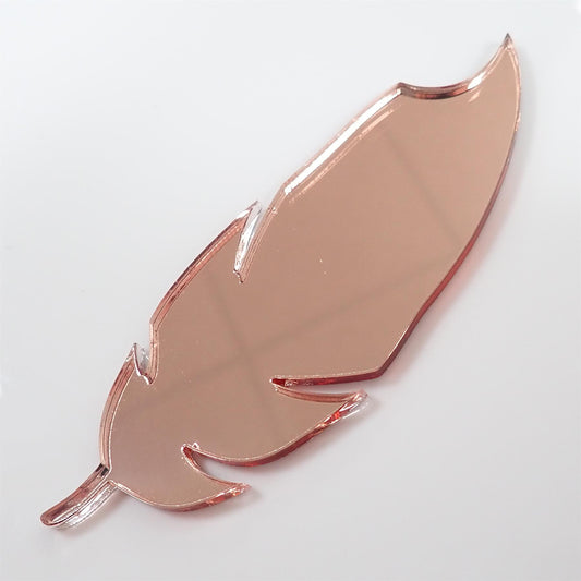 [R&F] Rose Gold Mirror Cast Acrylic Feather Decorations, 100mm (Style 9) (Pack of 4)