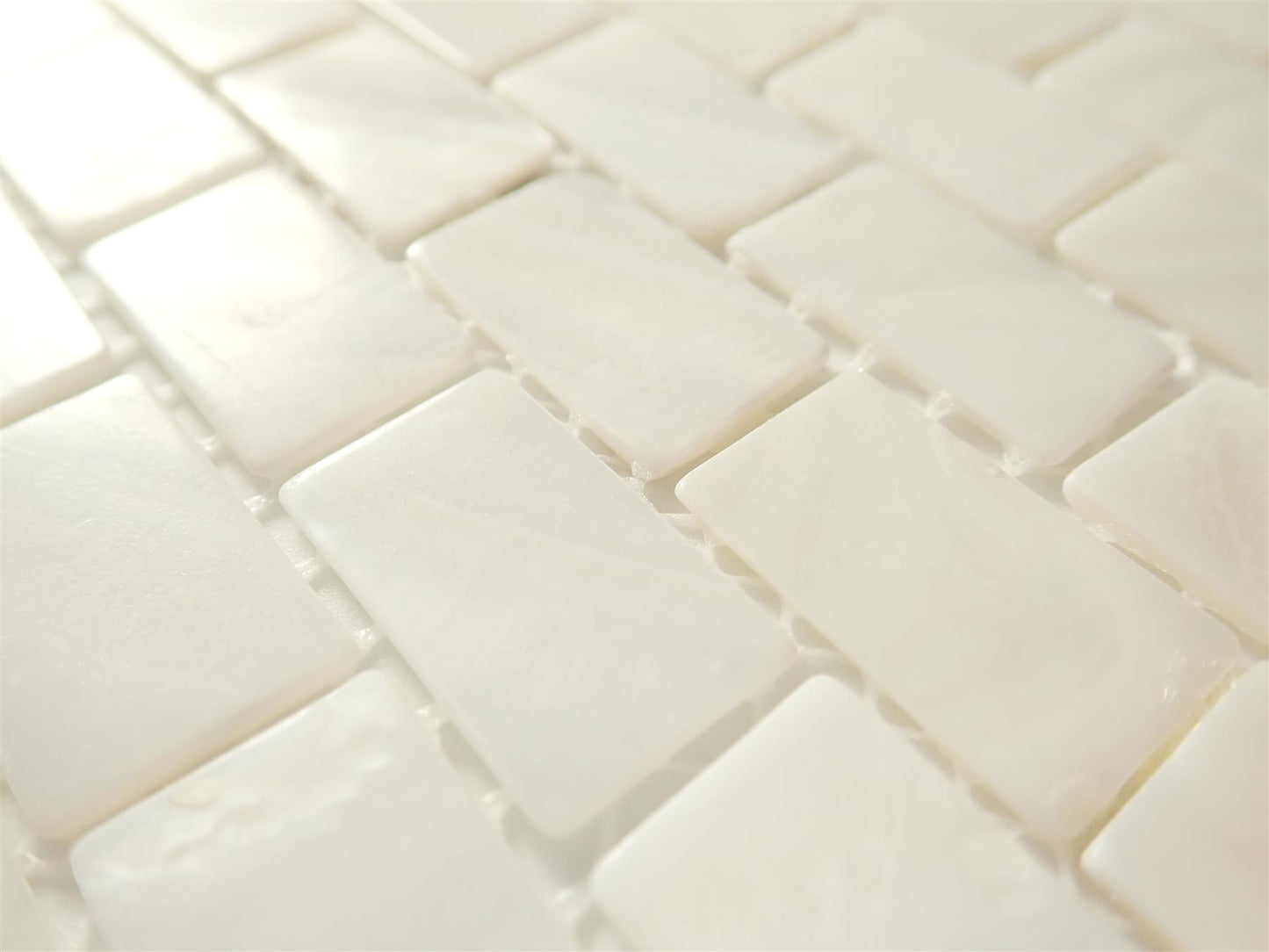 Incudo White Metro Mosaic Mother of Pearl Tiles - 285x300x2mm (11.2x11.81x0.08"), Pack of 12, 1.03 Sq. M