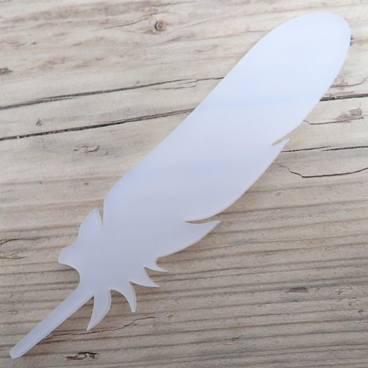 [R&F] Polar White Cast Acrylic Feather Decorations, 100mm (Style 6) (Pack of 5)