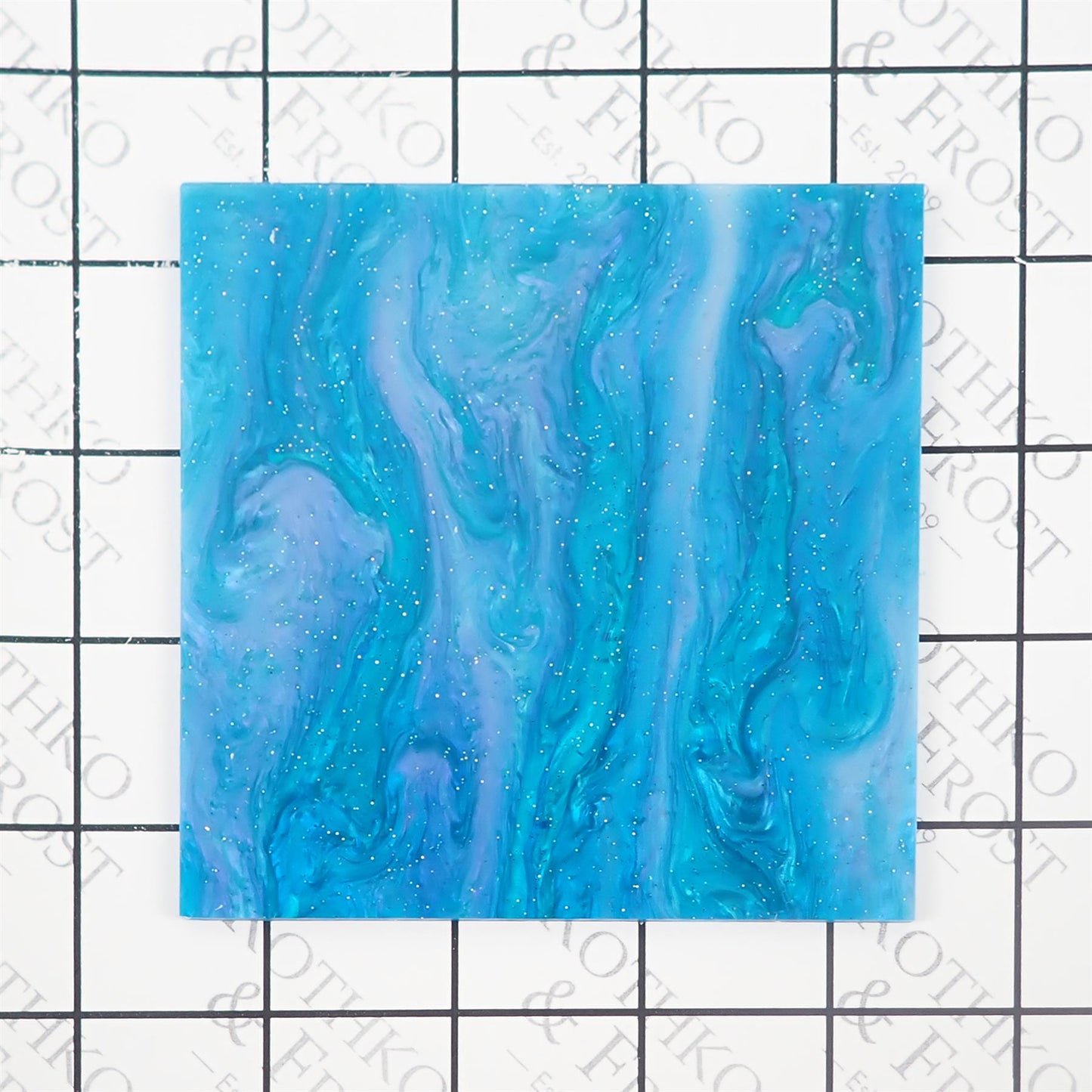 Incudo Cyan Blue Glittering Pearl Acrylic Sheet - 150x125x3mm