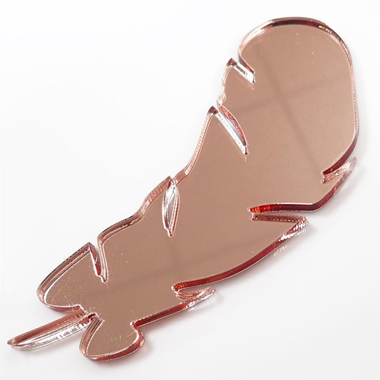 [R&F] Rose Gold Mirror Cast Acrylic Feather Decorations, 100mm (Style 2) (Pack of 4)
