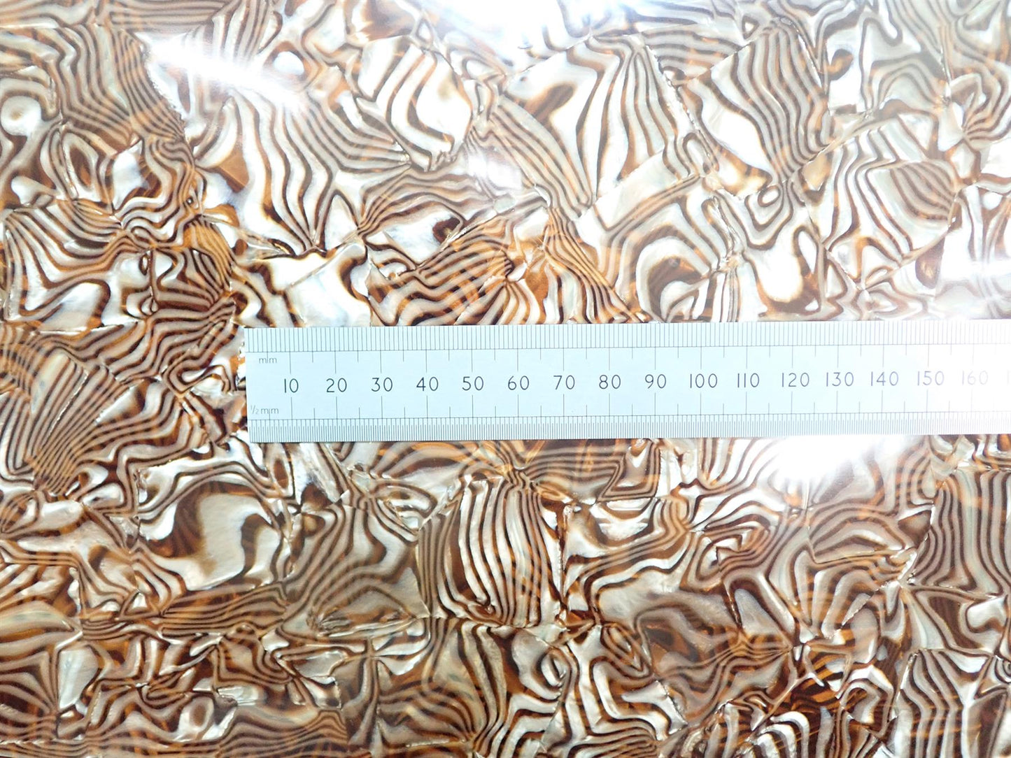 Incudo Brown Tiger Shell Celluloid Veneer / Wrap - 1600x700x0.17mm (63x27.56x0.007")