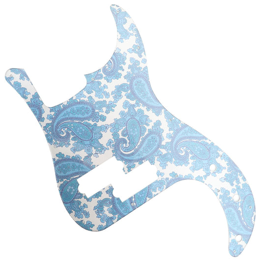 Incudo Silver Backed Blue, Silver Backing Paisley Acrylic Precision Bass Guitar Pickguard