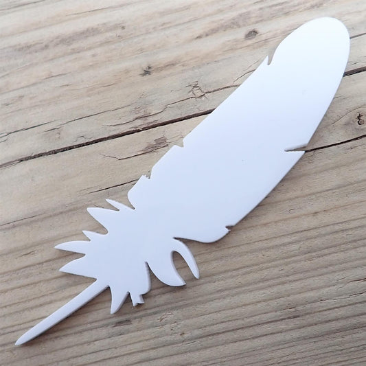 [R&F] White Laser Mdf Acrylic Feather Decorations, 100mm (Style 10) (Pack of 6)