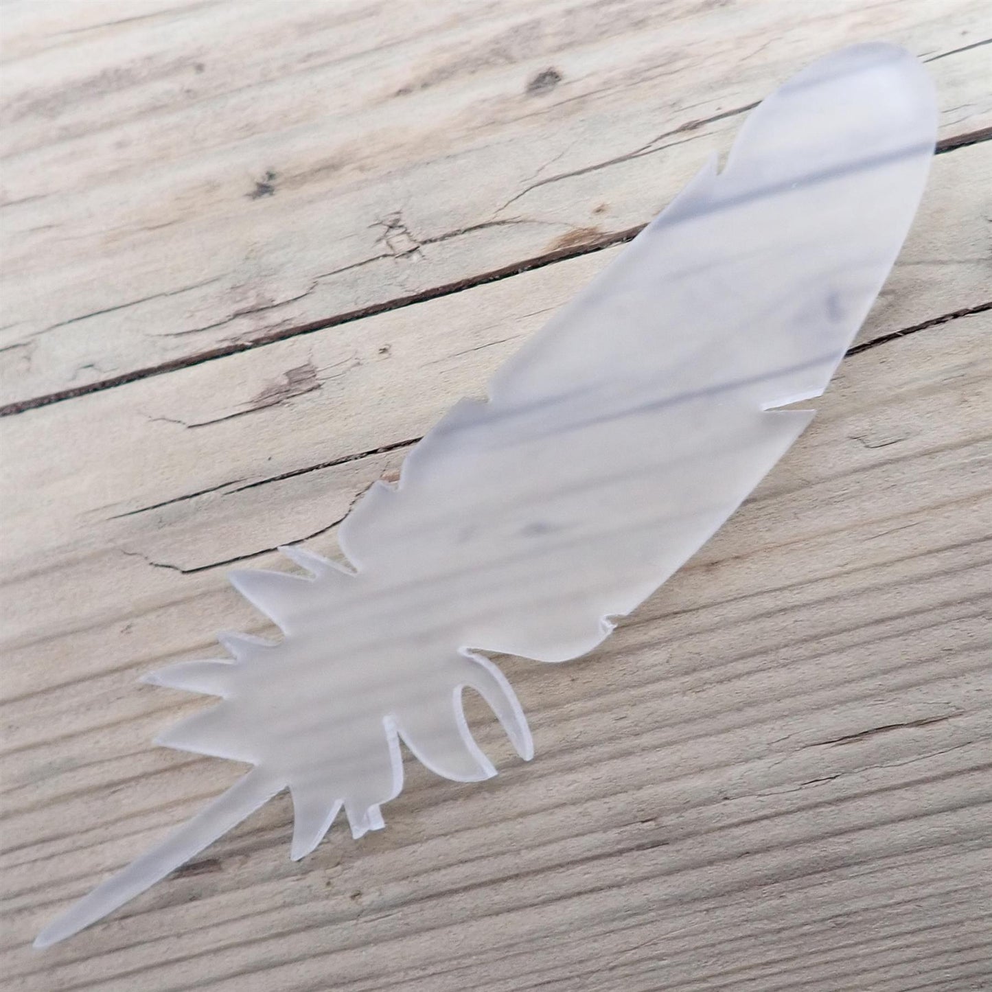 [R&F] Frosted Cast Acrylic Feather Decorations, 100mm (Style 10) (Pack of 6)