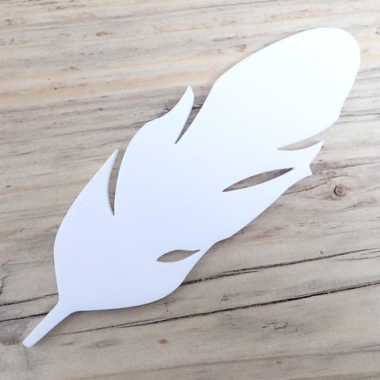 [R&F] White Acrylic Feather Decorations, 100mm (Style 3) (Pack of 4)