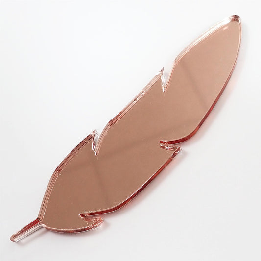 [R&F] Rose Gold Mirror Cast Acrylic Feather Decorations, 100mm (Style 8) (Pack of 6)